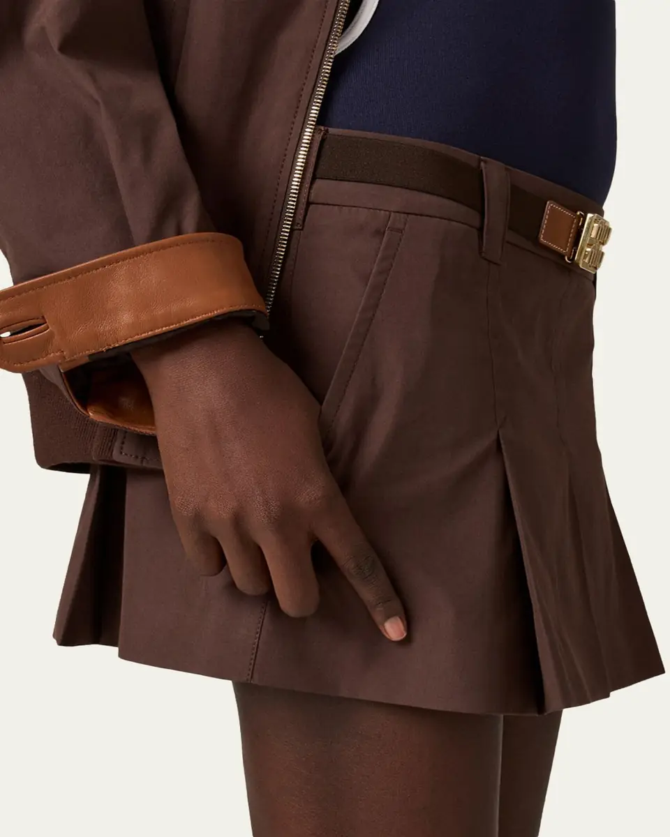 Miu Miu Panama Cotton Mini Pleated Skirt | Thumbnail 4 Miu Miu Panama Cotton Mini Pleated Skirt | Thumbnail 4
