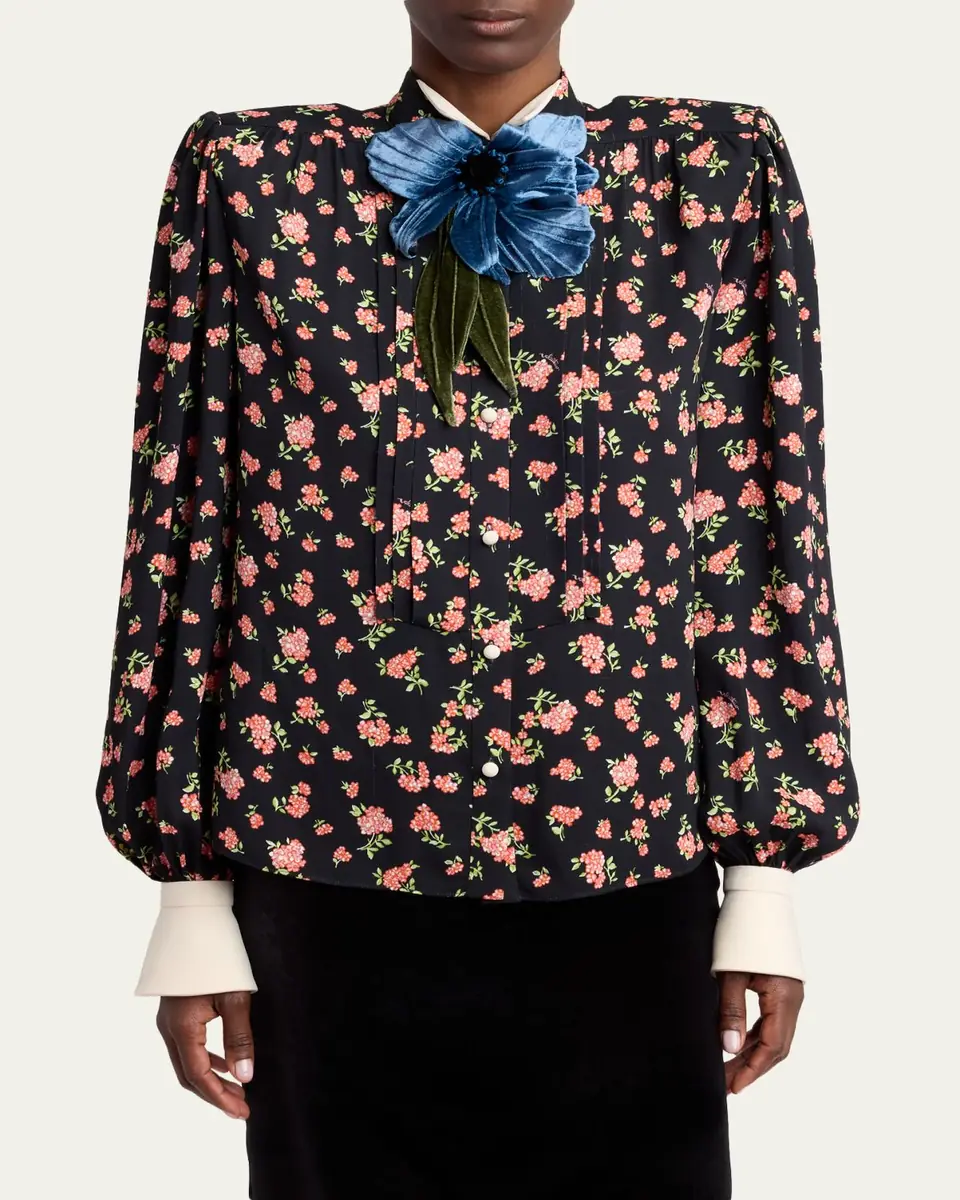 Valentino Garavani Embellished Floral-Print Shirt | Thumbnail 4 Valentino Garavani Embellished Floral-Print Shirt | Thumbnail 4