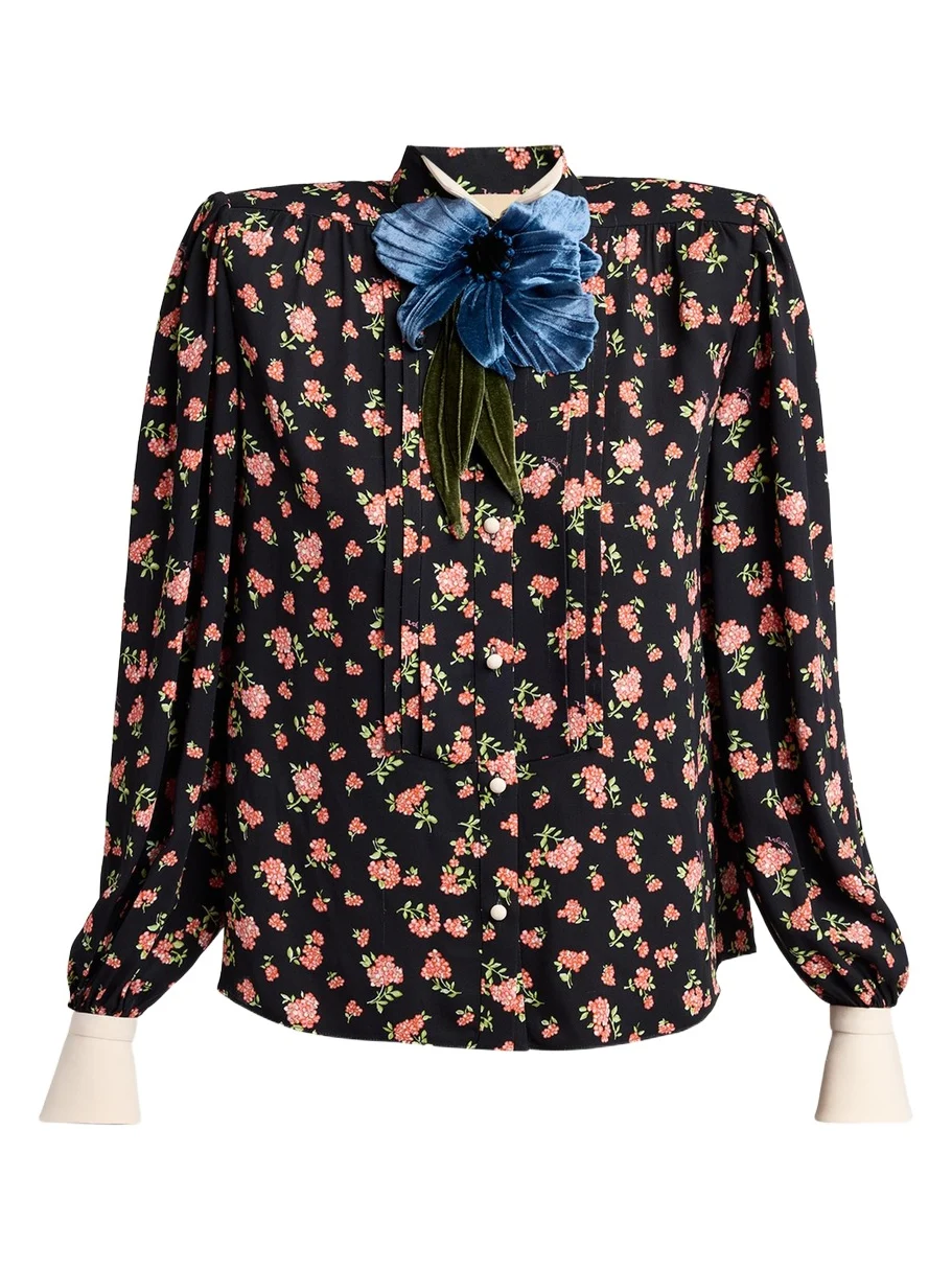 Embellished Floral-Print Shirt Embellished Floral-Print Shirt