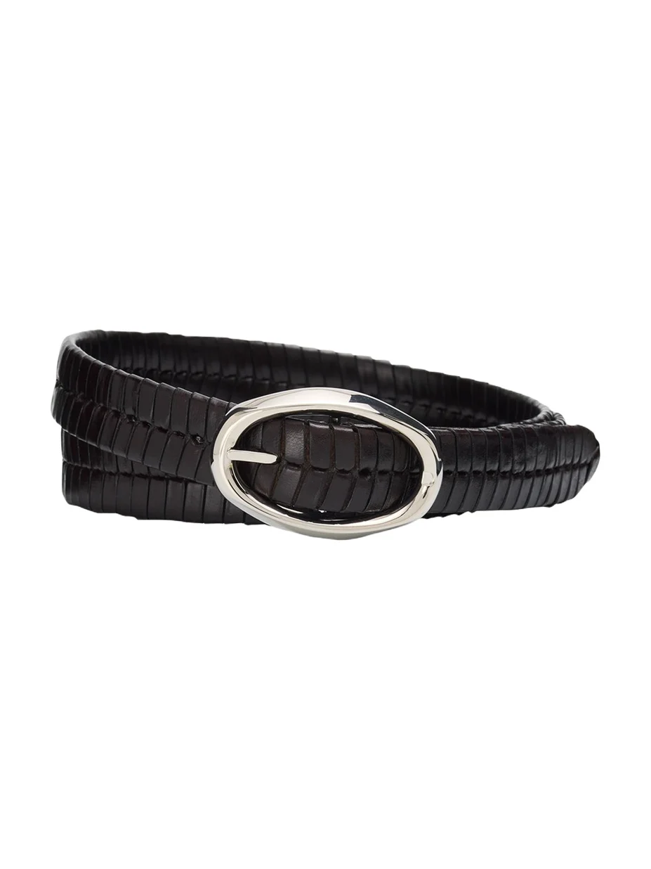 Men's Chevron-Effect Braided Leather Belt