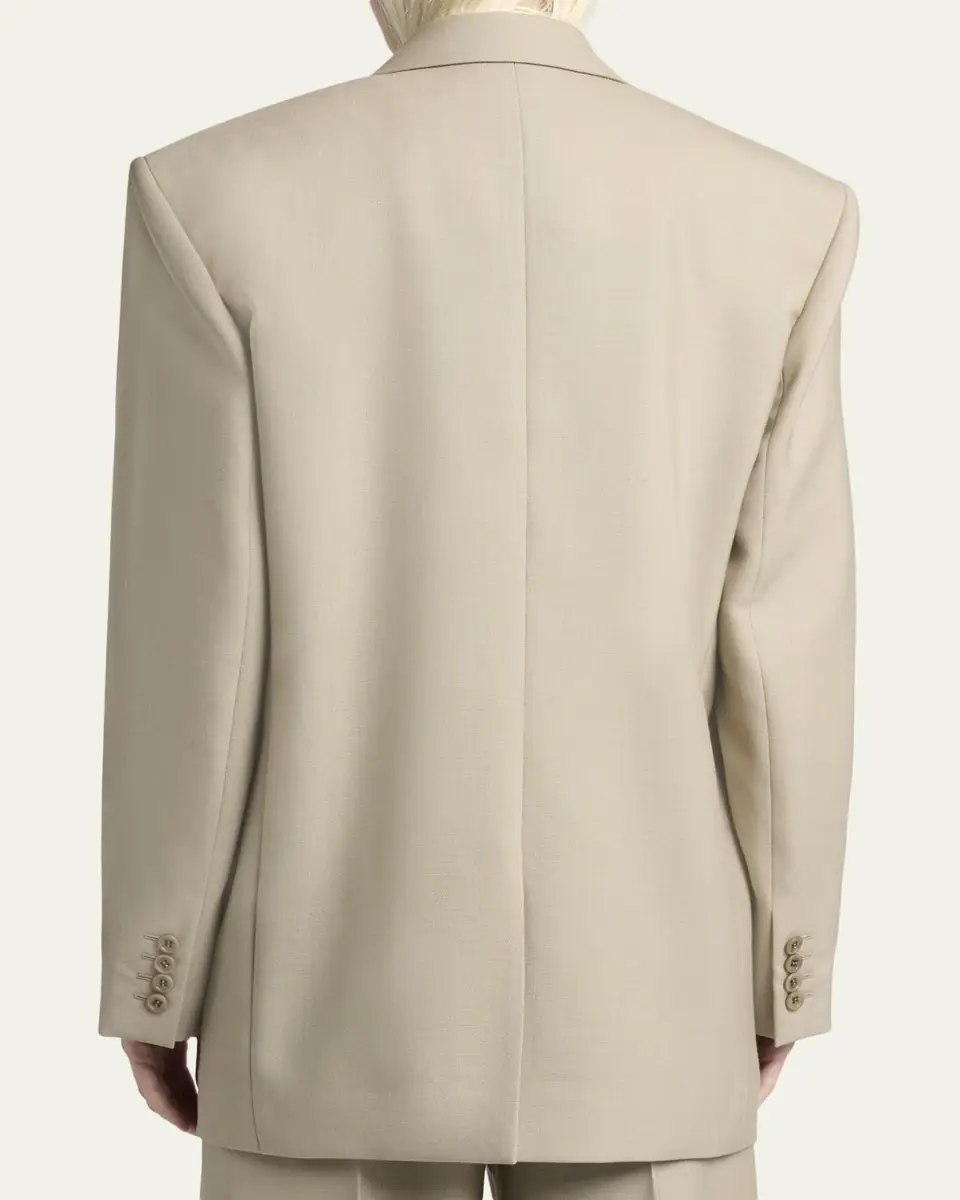 Saint Laurent Single-Breasted Oversized Wool-Silk Blazer Jacket | Thumbnail 3 Saint Laurent Single-Breasted Oversized Wool-Silk Blazer Jacket | Thumbnail 3