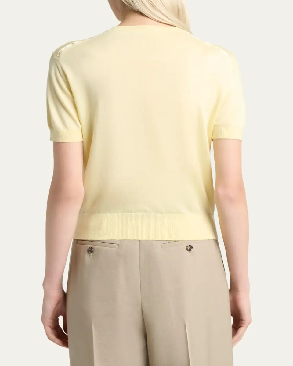 Saint Laurent Wool-Cashmere Short-Sleeve Top | Thumbnail 3