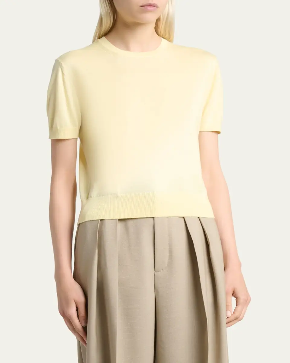 Saint Laurent Wool-Cashmere Short-Sleeve Top | Thumbnail 4