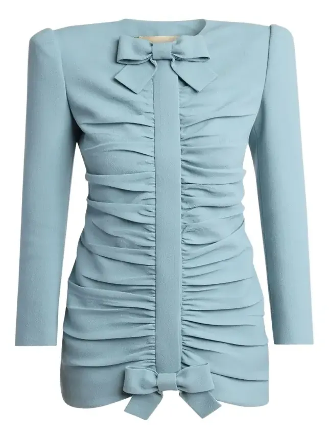 Ruched Bow-Embellished Bodycon Mini Dress