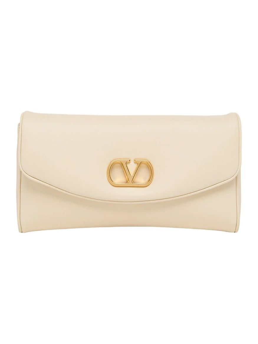 Small VLogo Leather Shoulder Bag