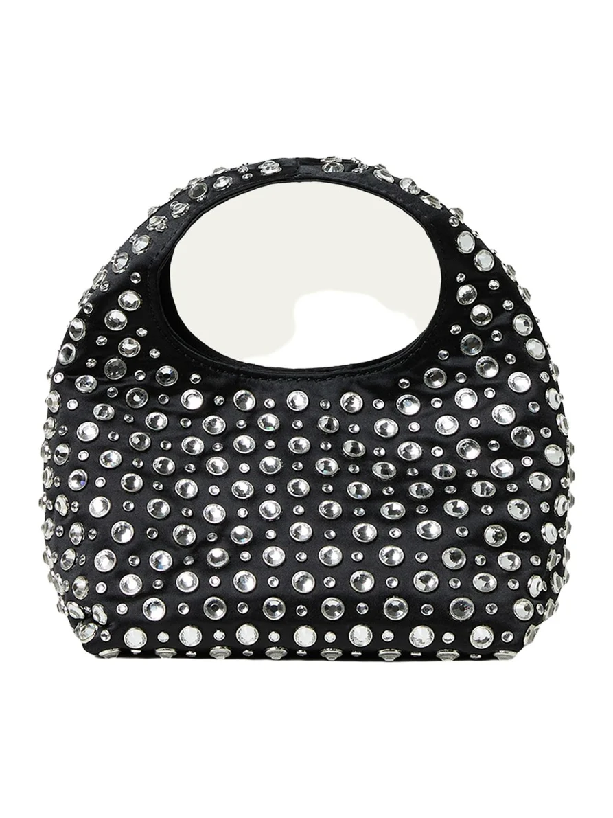 Loeffler Randall Kenzie Mini Crystal-Studded Satin Top-Handle Bag