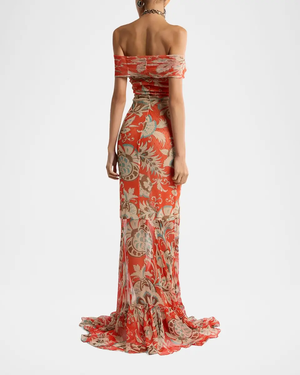 Etro Floral Off-Shoulder Maxi Dress | Thumbnail 6 Etro Floral Off-Shoulder Maxi Dress | Thumbnail 6