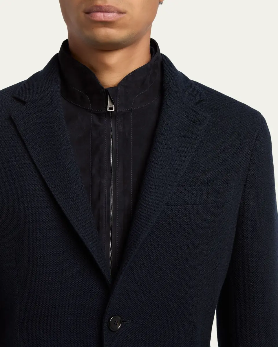 ZEGNA Men's High Performance Jersey Wool and Cotton Jacket | Thumbnail 5