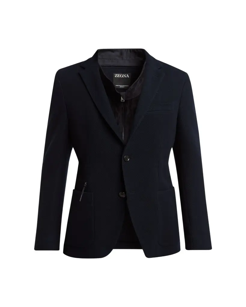 ZEGNA Men's High Performance Jersey Wool and Cotton Jacket | Image 1 ZEGNA Men's High Performance Jersey Wool and Cotton Jacket | Image 1
