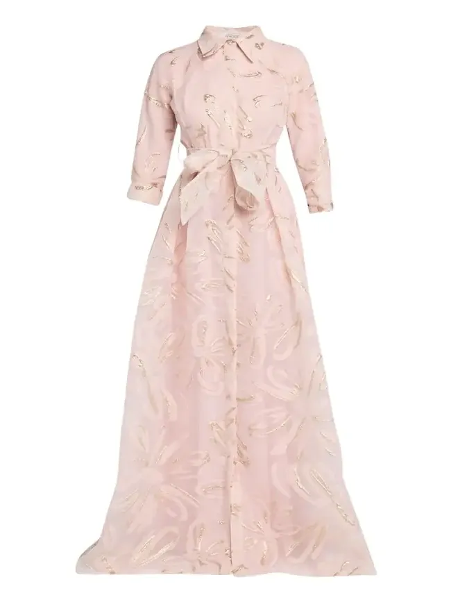 Metallic Organza Jacquard Shirt Gown Metallic Organza Jacquard Shirt Gown