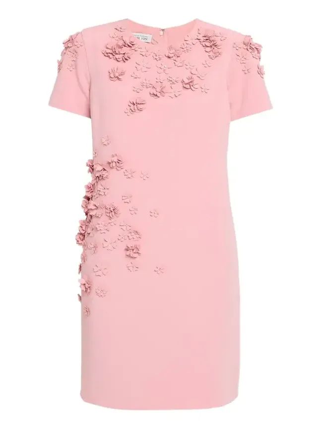 Floral Applique Crepe Dress Floral Applique Crepe Dress