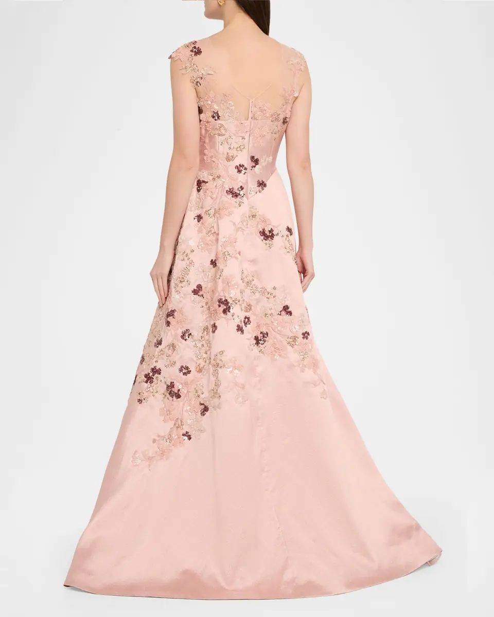 Rickie Freeman for Teri Jon Sequin Floral-Embroidered Jacquard Gown | Thumbnail 7 Rickie Freeman for Teri Jon Sequin Floral-Embroidered Jacquard Gown | Thumbnail 7