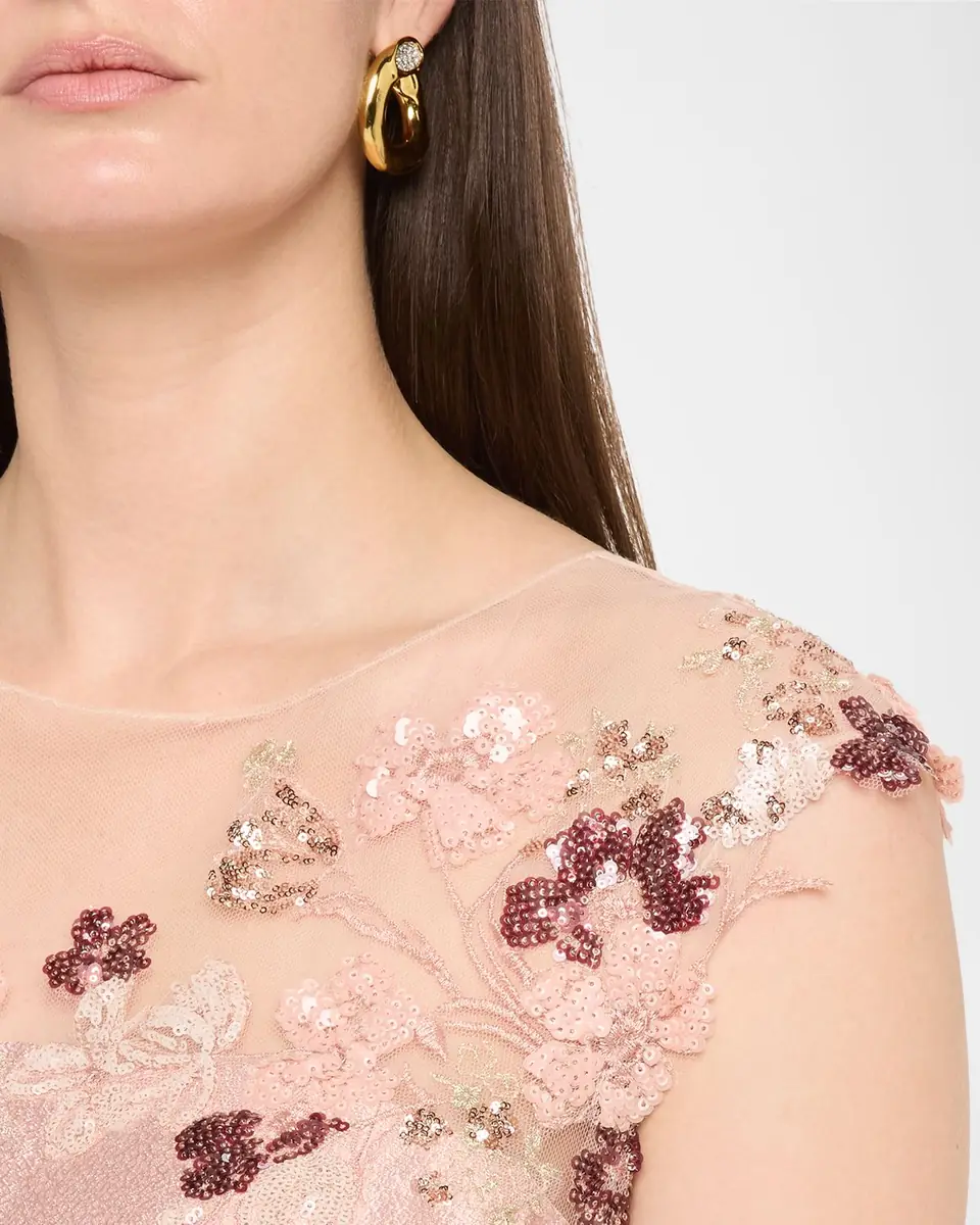 Rickie Freeman for Teri Jon Sequin Floral-Embroidered Jacquard Gown | Thumbnail 9 Rickie Freeman for Teri Jon Sequin Floral-Embroidered Jacquard Gown | Thumbnail 9