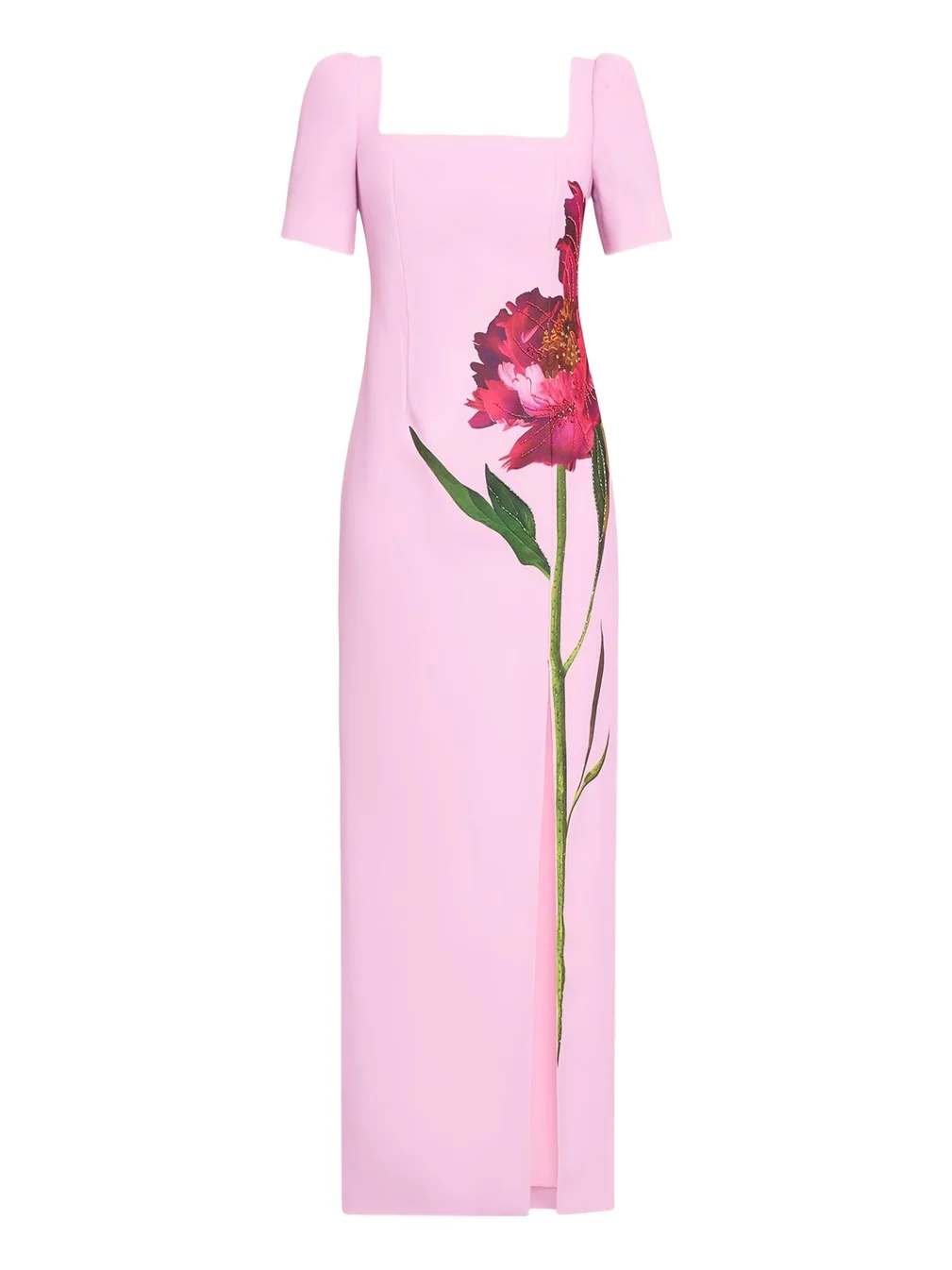 Beaded Floral-Print Crepe Column Gown Beaded Floral-Print Crepe Column Gown