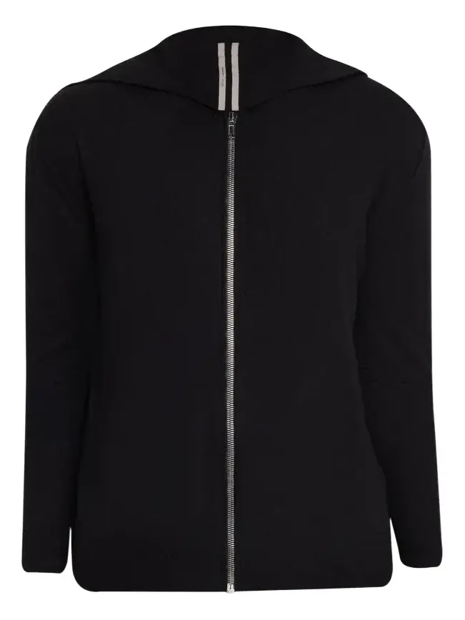 Men's Black Boiled Cashmere Zip-Front Hoodie Men's Black Boiled Cashmere Zip-Front Hoodie