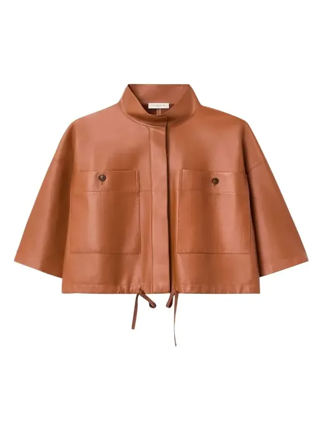 Oversized Cropped Leather Shirt Jacket Oversized Cropped Leather Shirt Jacket