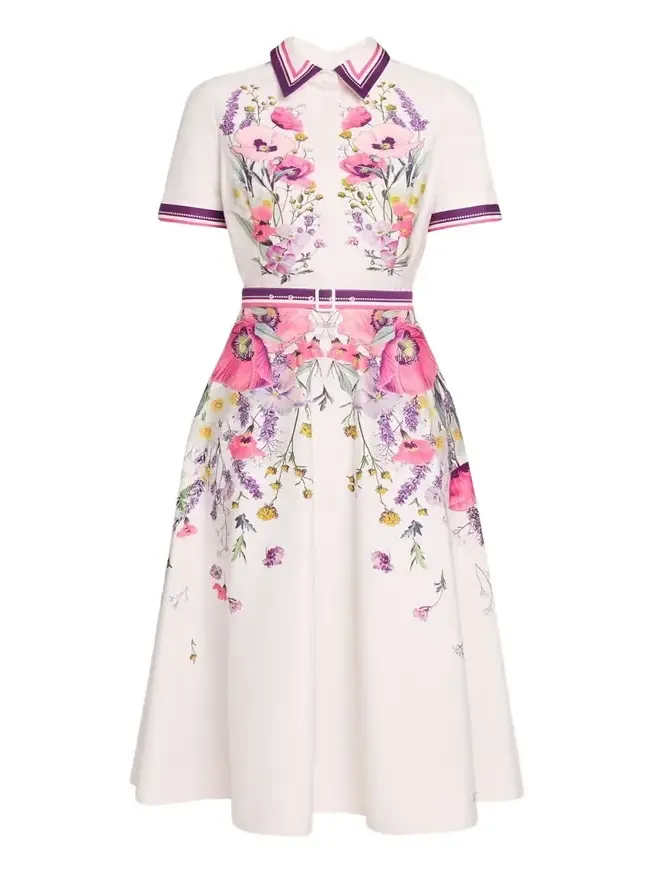 Belted Floral-Print Cotton Midi Shirtdress Belted Floral-Print Cotton Midi Shirtdress
