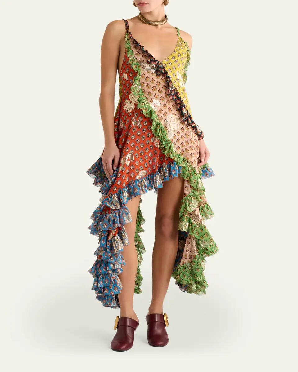 Etro Asymmetric Ruffle Midi Dress | Thumbnail 2 Etro Asymmetric Ruffle Midi Dress | Thumbnail 2