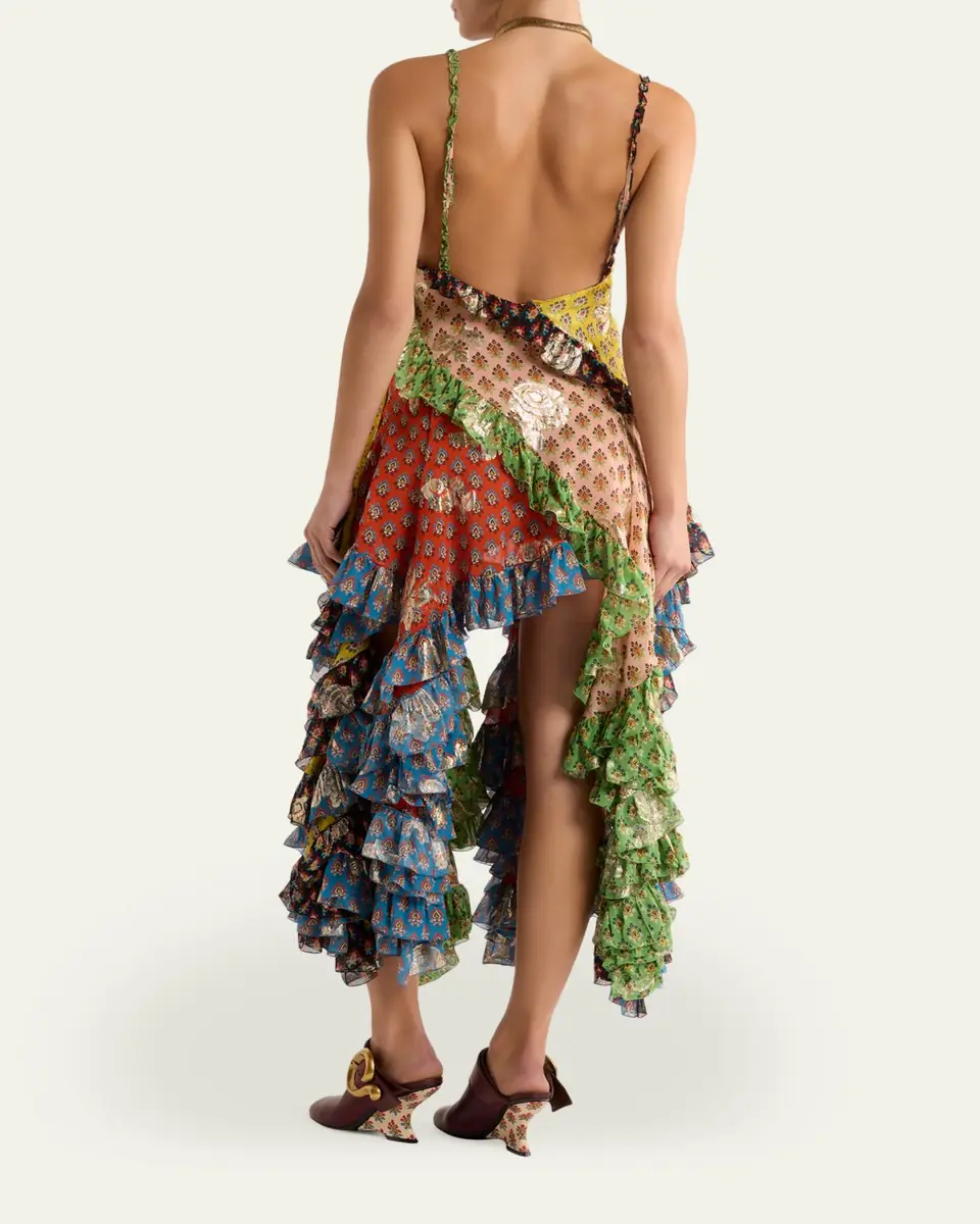 Etro Asymmetric Ruffle Midi Dress | Thumbnail 3 Etro Asymmetric Ruffle Midi Dress | Thumbnail 3