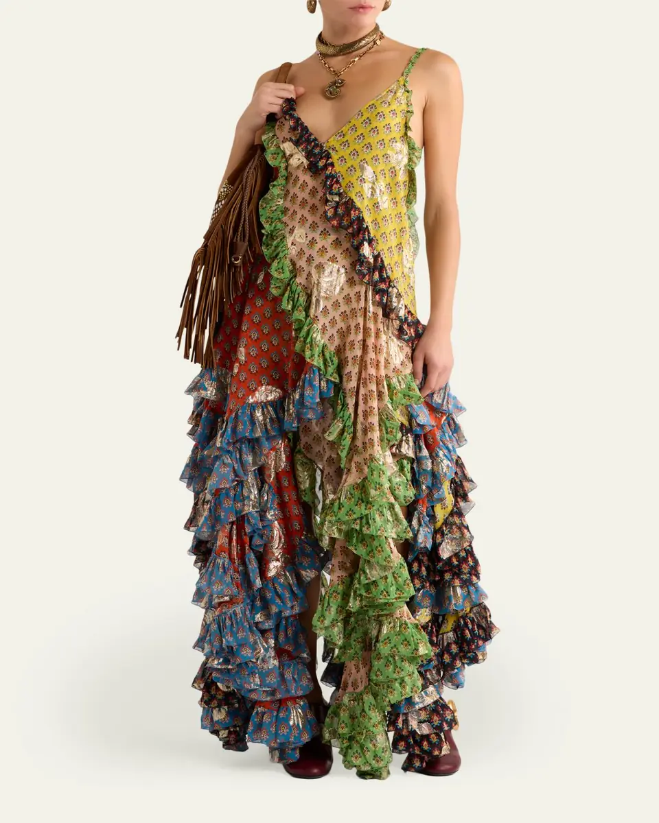 Etro Asymmetric Ruffle Midi Dress | Thumbnail 4 Etro Asymmetric Ruffle Midi Dress | Thumbnail 4