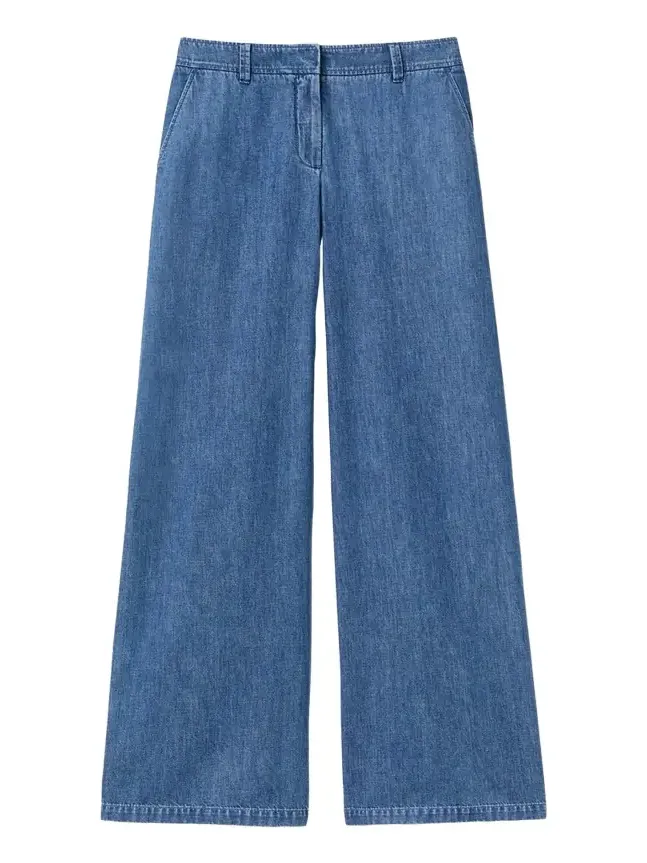 Charles Wide-Leg Cotton Chambray Pants