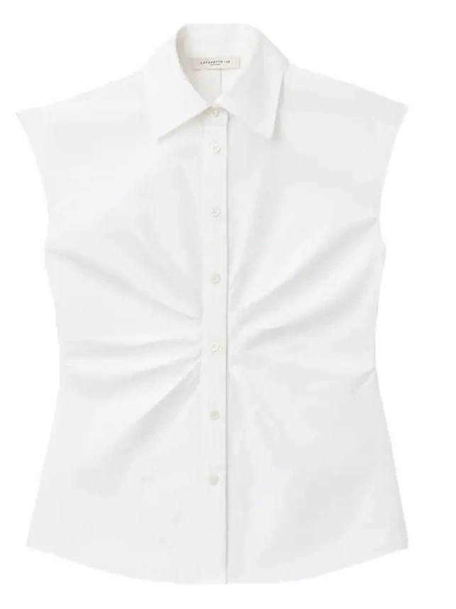 Pleated-Front Organic Cotton Poplin Shirt