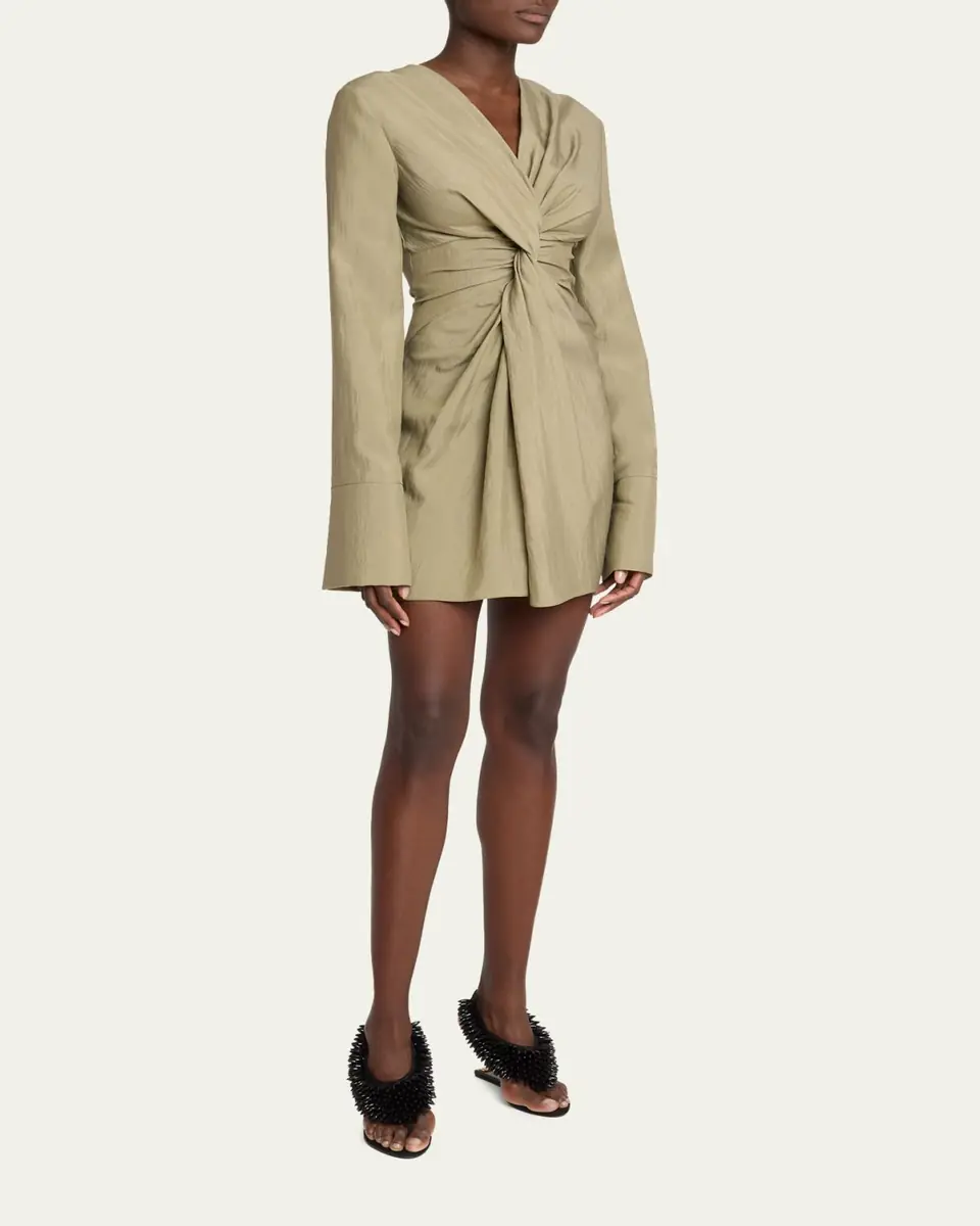 Balmain Long Sleeve Twist Detail Mini Dress | Thumbnail 4
