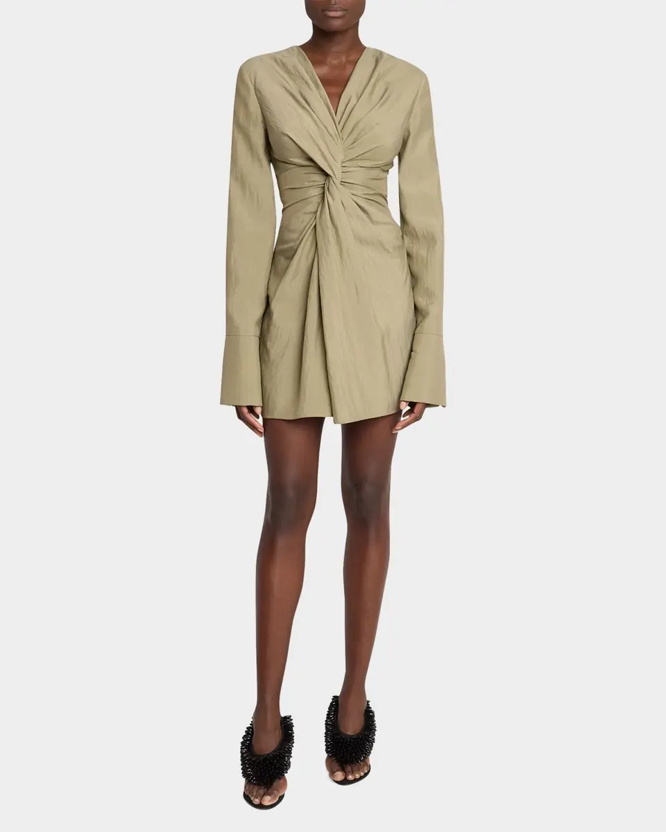 Balmain Long Sleeve Twist Detail Mini Dress | Thumbnail 6