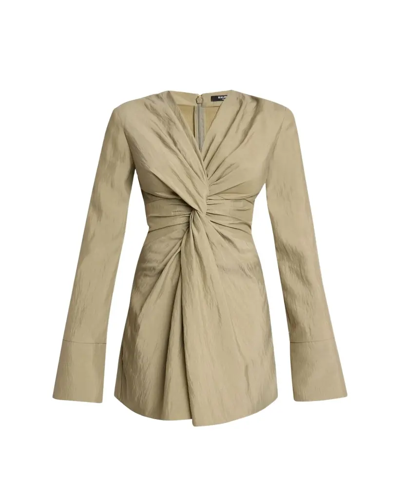 Balmain Long Sleeve Twist Detail Mini Dress | Image 1 Balmain Long Sleeve Twist Detail Mini Dress | Image 1