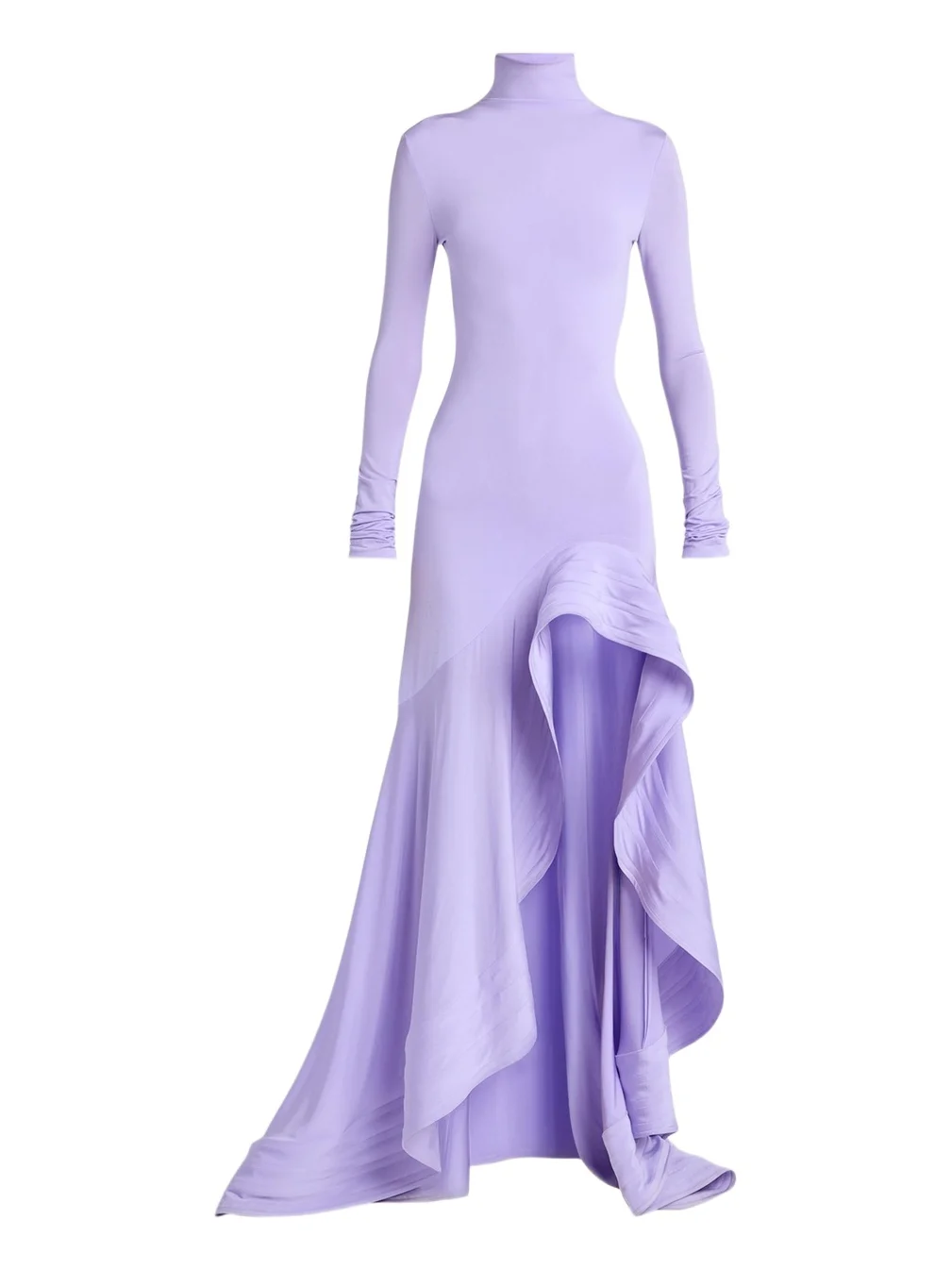 Stella McCartney Crepe Jersey Frill Long-Sleeve High-Low Dress