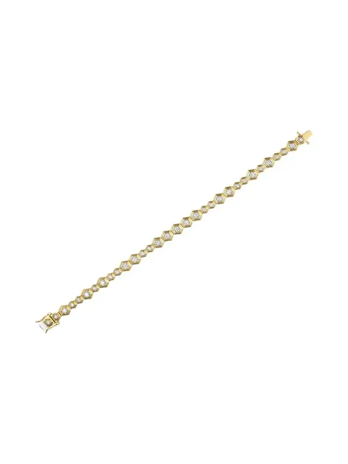 Honey Comb 18K Gold & Diamond Full Bracelet