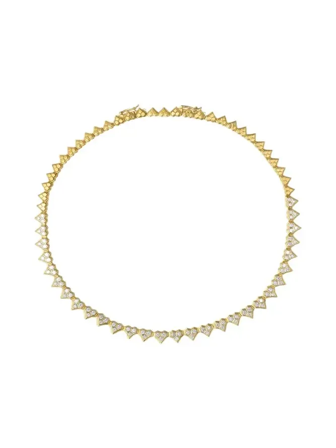 Honey Comb 18K Gold & Diamond Partial Heart Choker Necklace Honey Comb 18K Gold & Diamond Partial Heart Choker Necklace