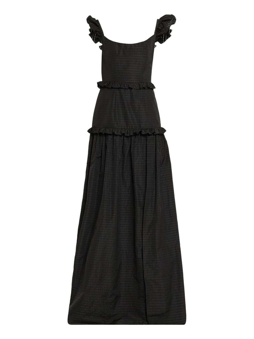 Arabella Ruffle Sleeveless Check Jacquard Gown Arabella Ruffle Sleeveless Check Jacquard Gown
