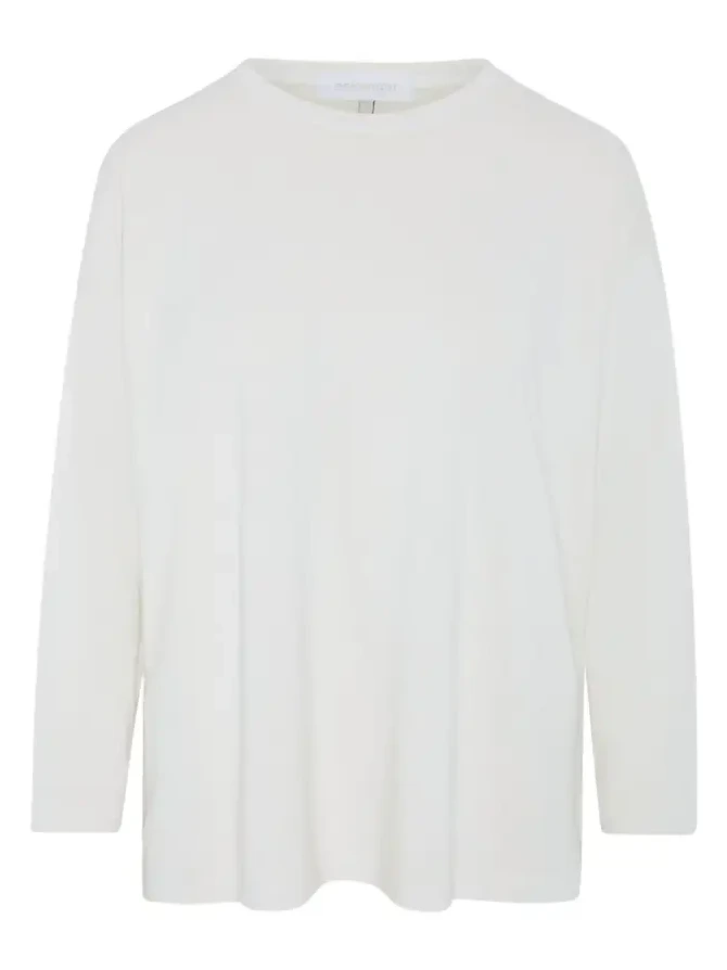 Cotton Jersey Long Sleeve Smaller Round Neck Top - Long Length