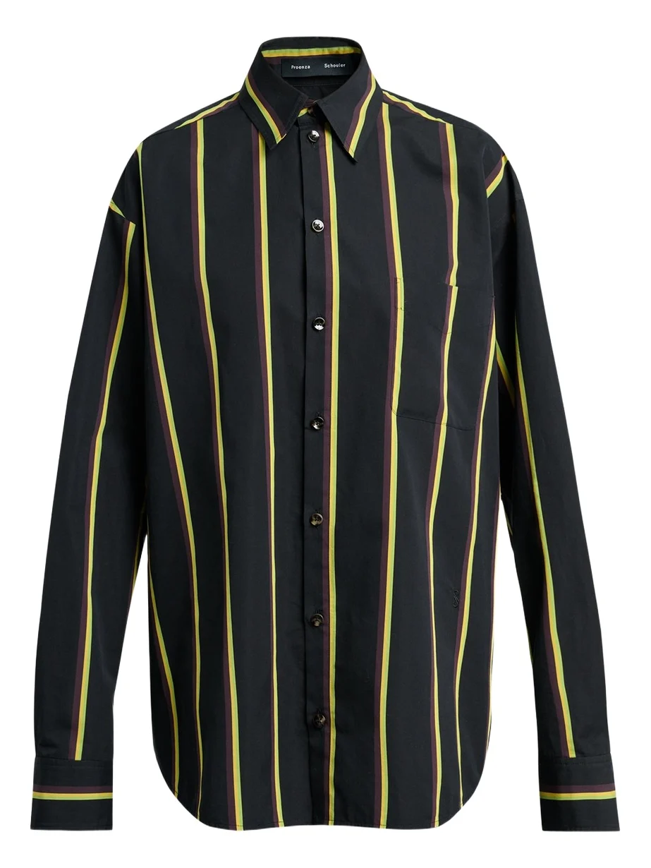 Proenza Schouler Alia Stripe Button-Front Top