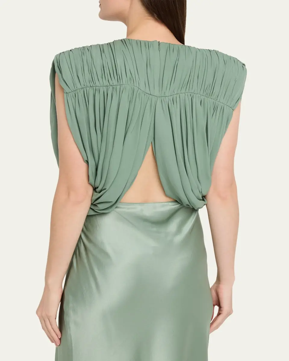 Heirlome Renata Sleeveless Draped Silk Georgette Crop Top | Thumbnail 3