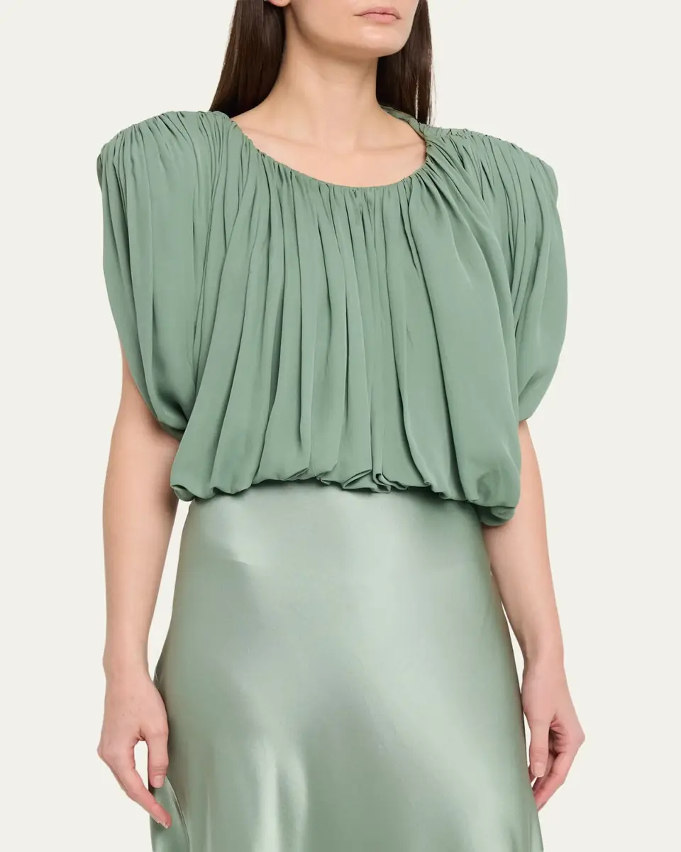 Heirlome Renata Sleeveless Draped Silk Georgette Crop Top | Thumbnail 4