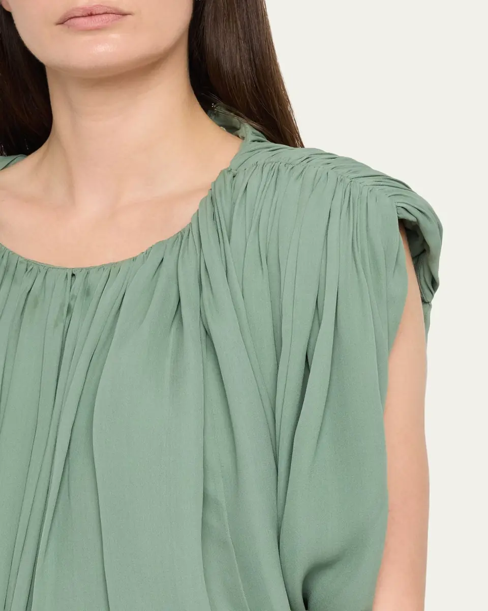 Heirlome Renata Sleeveless Draped Silk Georgette Crop Top | Thumbnail 5