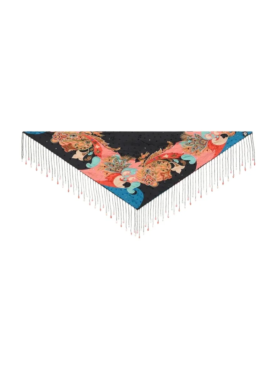 Etro Embroidered Paisley-Print Fringe Scarf