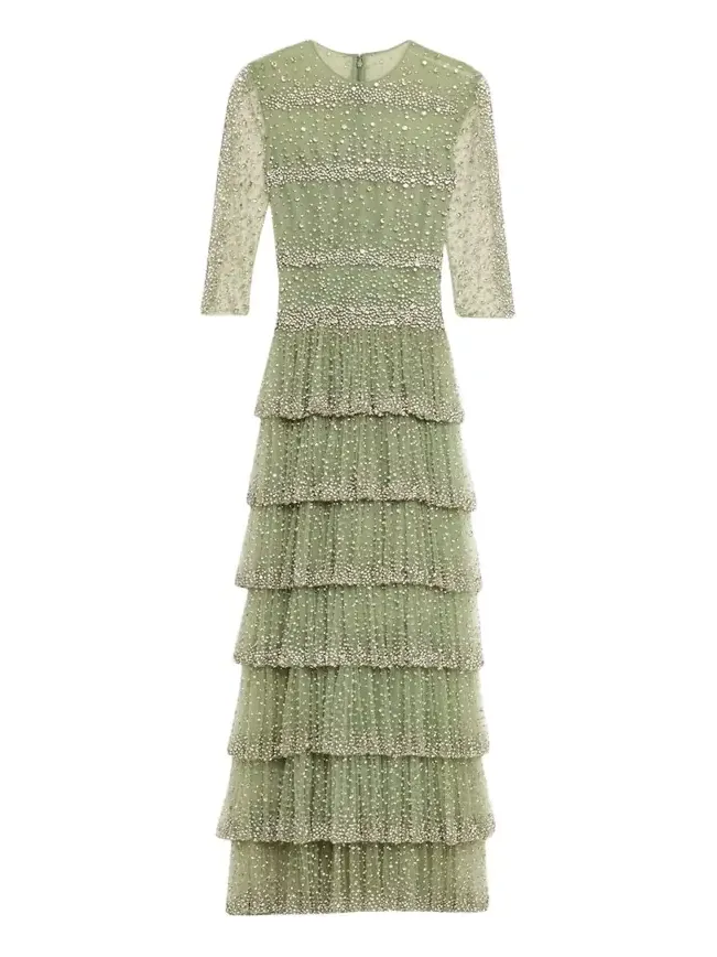 Solene Crystal Tiered Ruffle Gown Solene Crystal Tiered Ruffle Gown