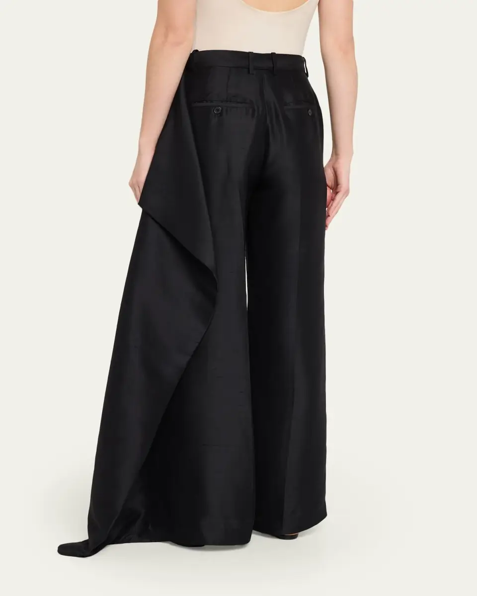 Heirlome Rickie Shantung Silk Asymmetric Wide-Leg Trousers | Thumbnail 3 Heirlome Rickie Shantung Silk Asymmetric Wide-Leg Trousers | Thumbnail 3