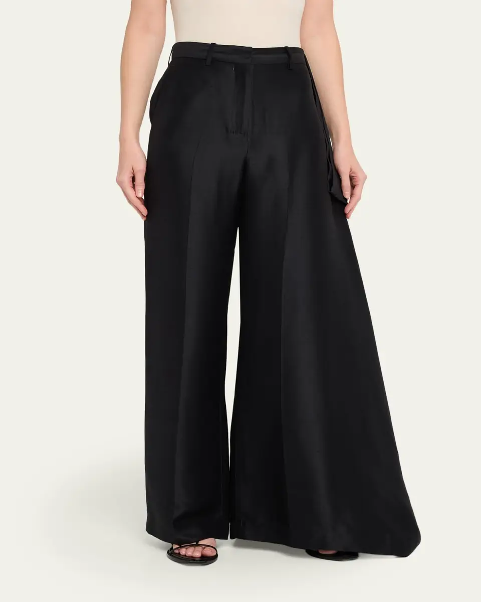 Heirlome Rickie Shantung Silk Asymmetric Wide-Leg Trousers | Thumbnail 4 Heirlome Rickie Shantung Silk Asymmetric Wide-Leg Trousers | Thumbnail 4