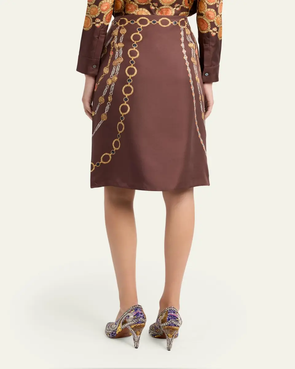 Versace Printed Silk Twill Pencil Skirt | Thumbnail 3 Versace Printed Silk Twill Pencil Skirt | Thumbnail 3