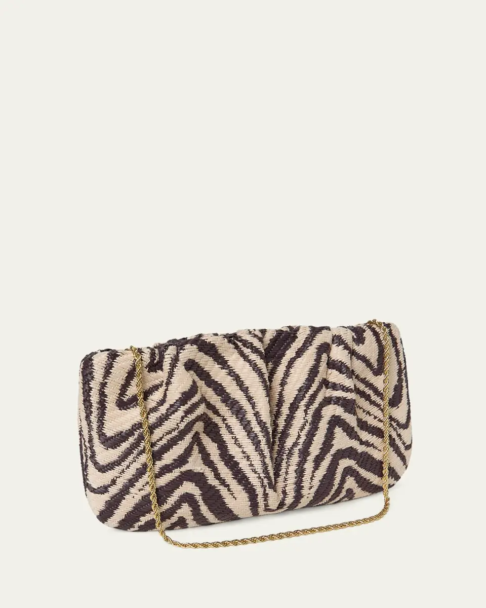 Loeffler Randall Serena Gathered Woven Zebra Clutch Bag | Thumbnail 2 Loeffler Randall Serena Gathered Woven Zebra Clutch Bag | Thumbnail 2