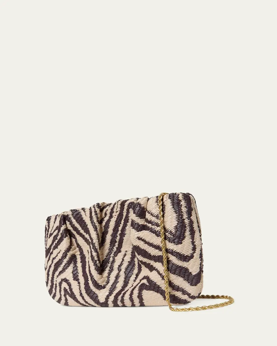 Loeffler Randall Serena Gathered Woven Zebra Clutch Bag | Thumbnail 3 Loeffler Randall Serena Gathered Woven Zebra Clutch Bag | Thumbnail 3
