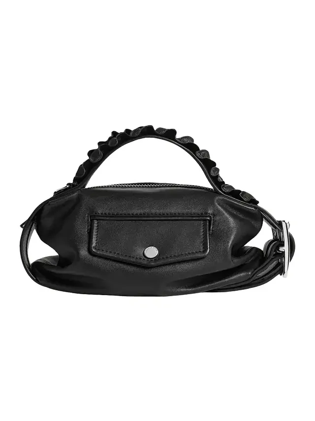 Biker Mini Ruffle-Trim Leather Top-Handle Bag Biker Mini Ruffle-Trim Leather Top-Handle Bag