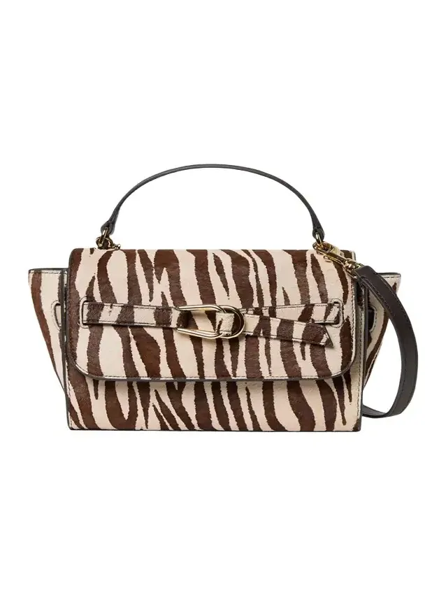 Loeffler Randall Alexi Zebra-Print Calfhair & Leather Top-Handle Bag