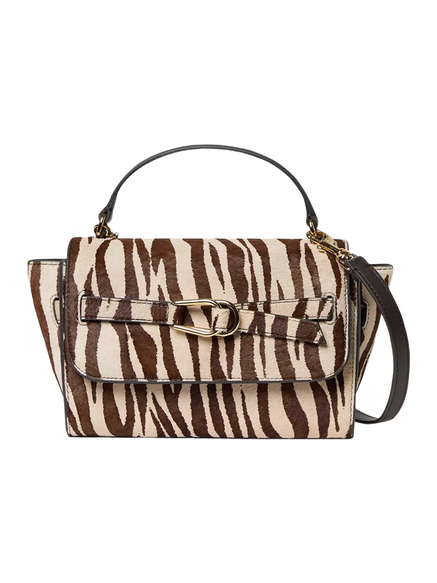 Loeffler Randall Alexi Zebra-Print Calfhair & Leather Top-Handle Bag