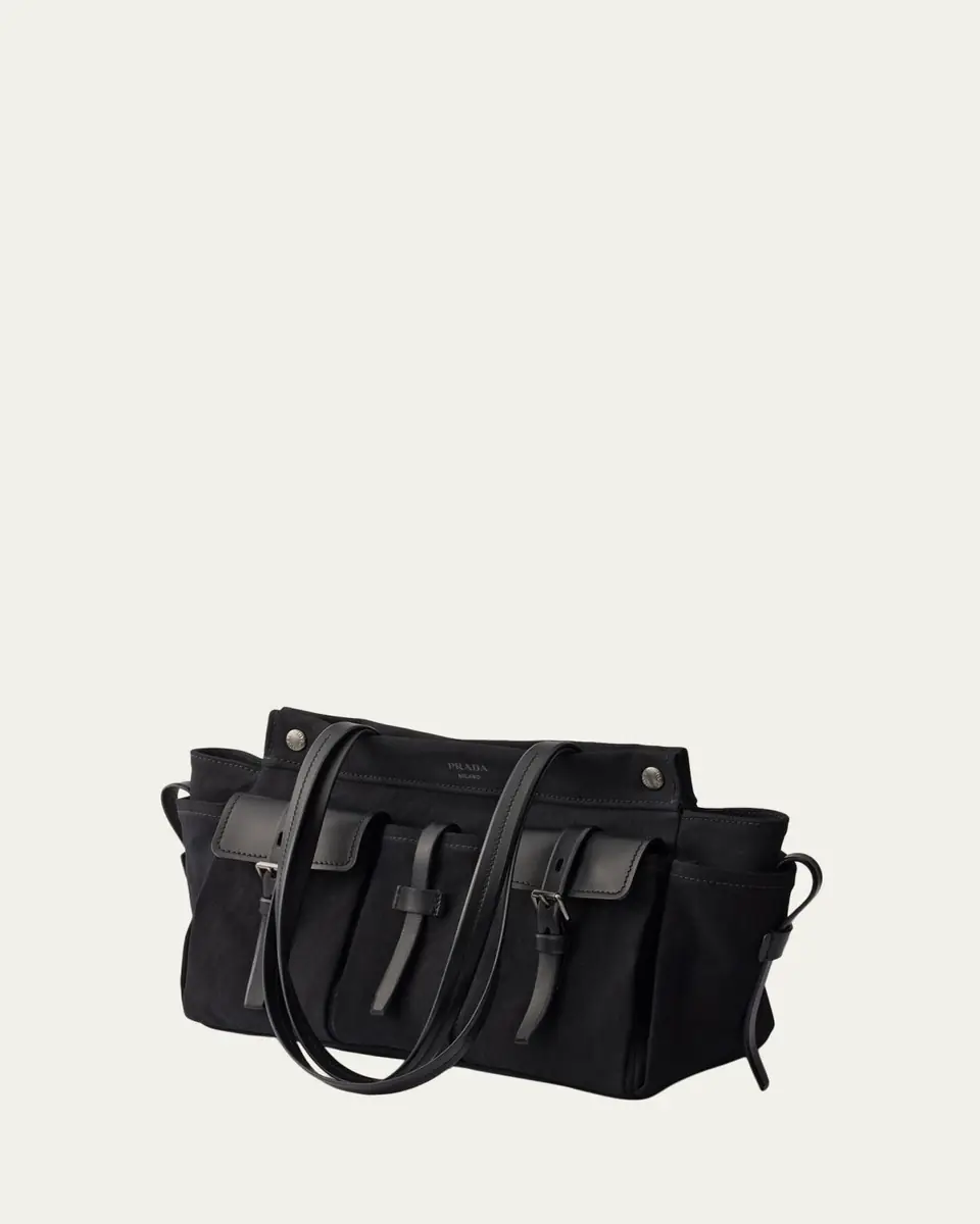 Prada Route Large Canvas and Leather Shoulder Bag | Thumbnail 3 Prada Route Large Canvas and Leather Shoulder Bag | Thumbnail 3