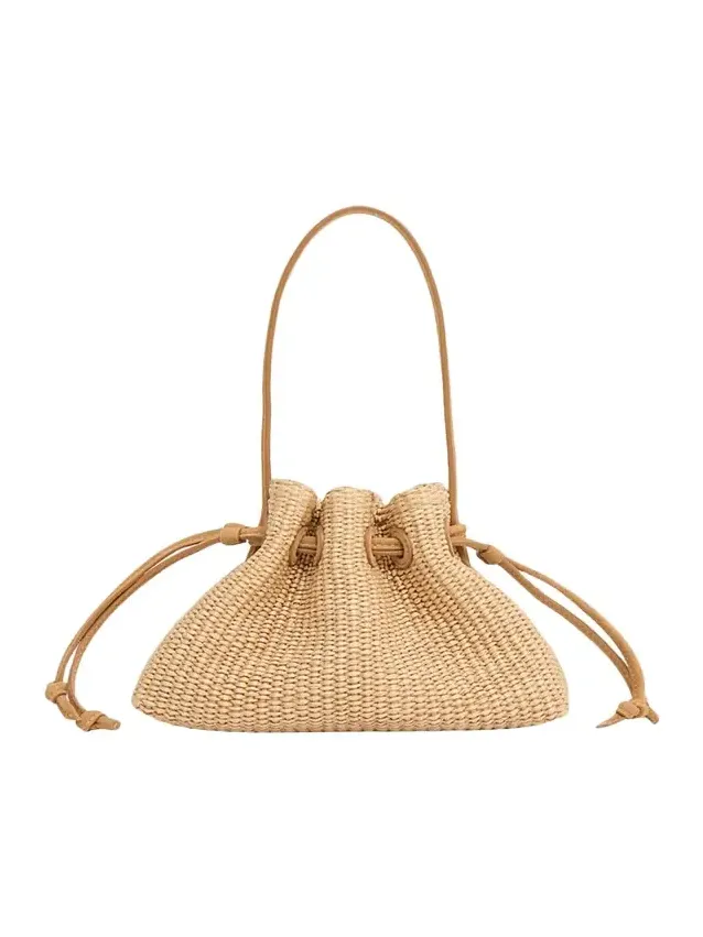 MANSUR GAVRIEL Drawstring Raffia Pouch Bag